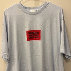 Burberry Sky Blue Tee with Red Logo